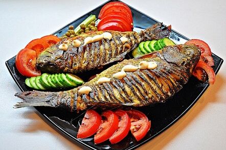 Peixe assado com legumes